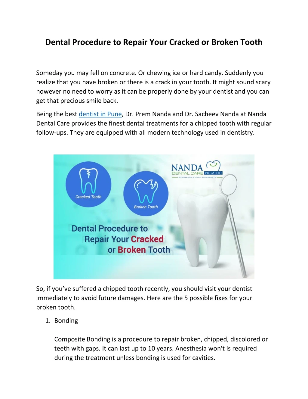dental procedure to repair your cracked or broken