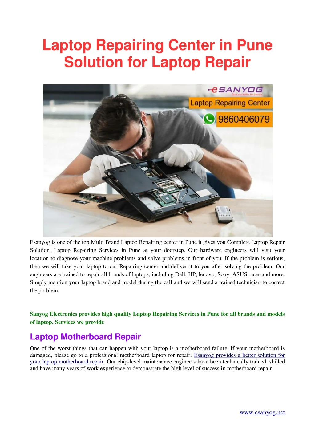 laptop repairing center in pune solution