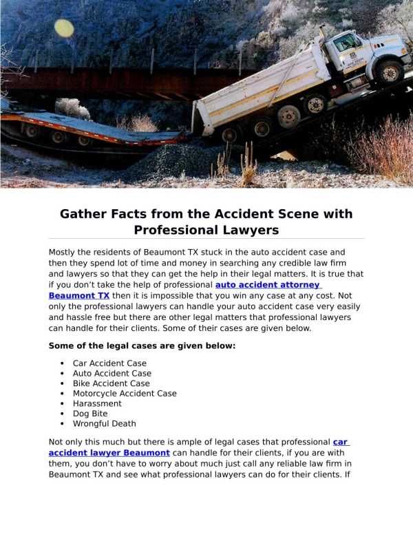 Gather Facts from the Accident Scene with Professional Lawyers