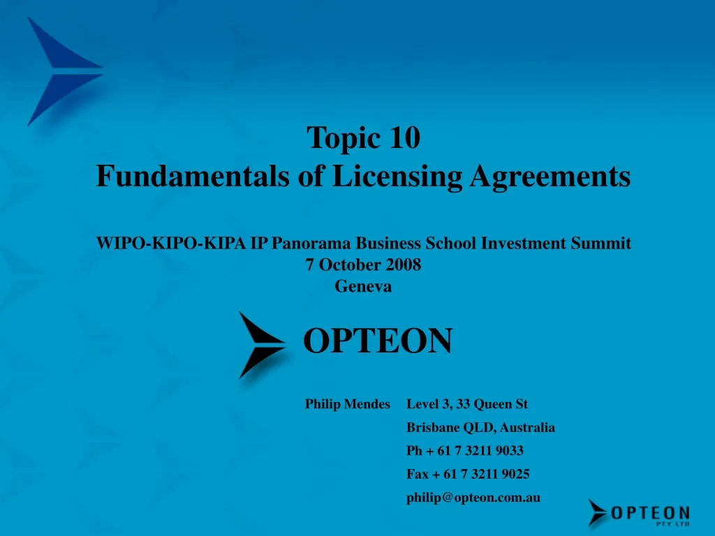 topic 10 fundamentals of licensing agreements