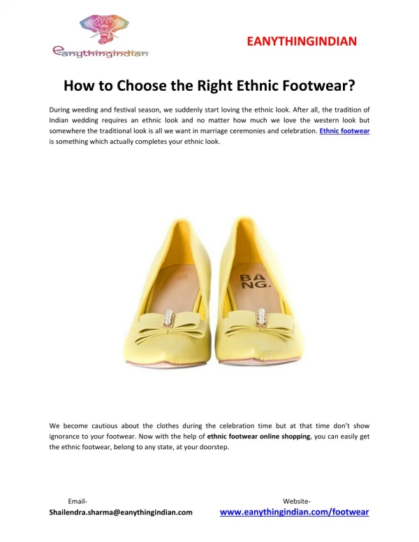 How to Choose the Right Ethnic Footwear?