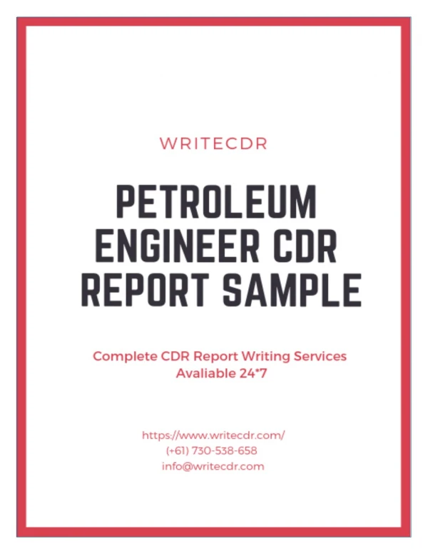 PETROLEUM ENGINEER CDR REPORT SAMPLE