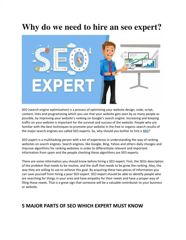 Why do we need to hire an seo expert?