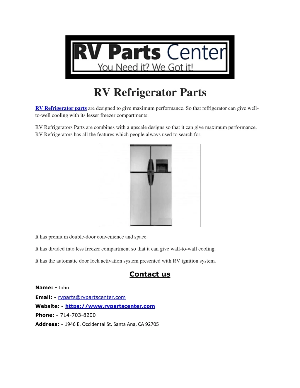 rv refrigerator parts