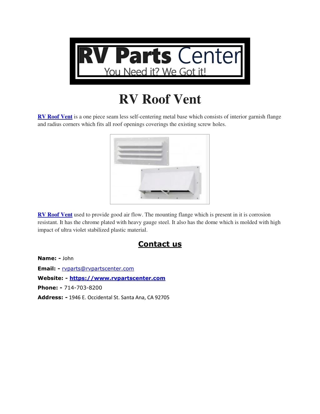 rv roof vent