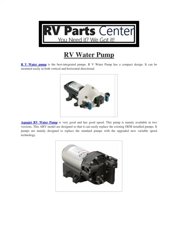RV Water Pump
