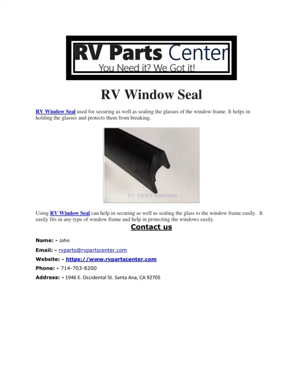 RV Window Seal