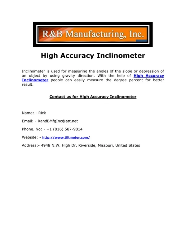 High Accuracy Inclinometer