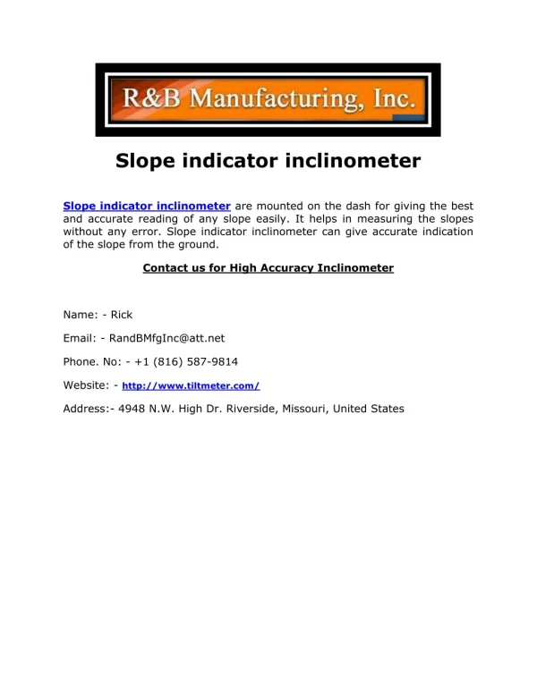 Slope indicator inclinometer