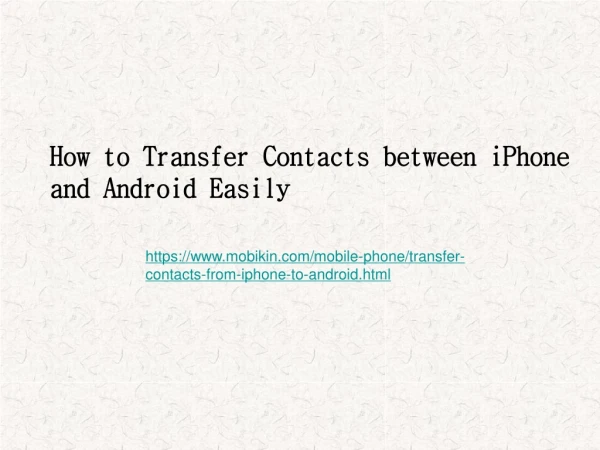 How to Transfer Contacts between iPhone and Android Easily