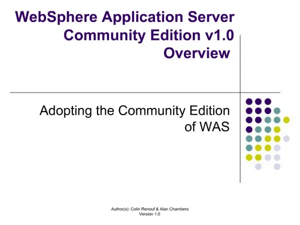 WebSphere Application Server Community Edition v1.0 Overview