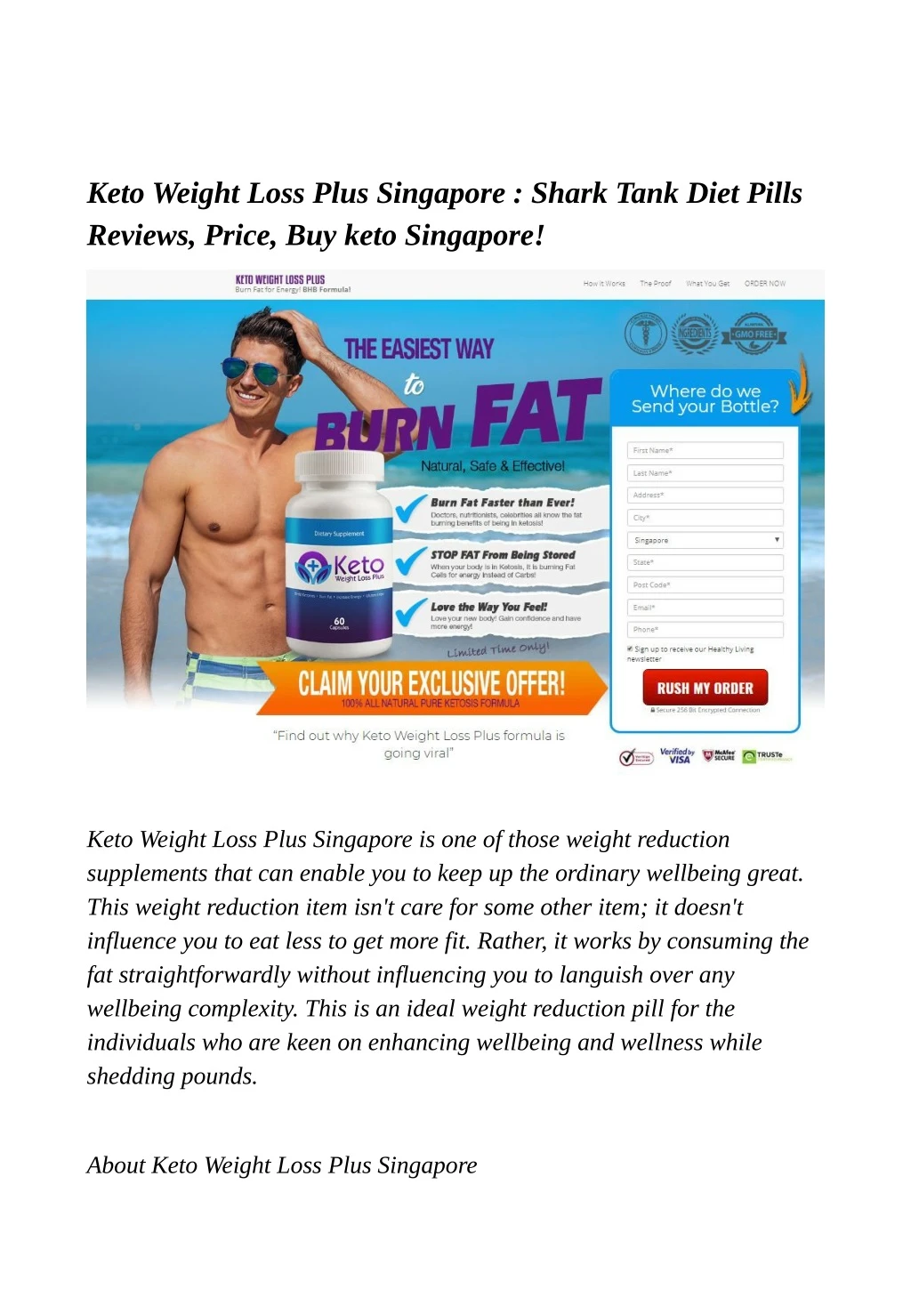 keto weight loss plus singapore shark tank diet