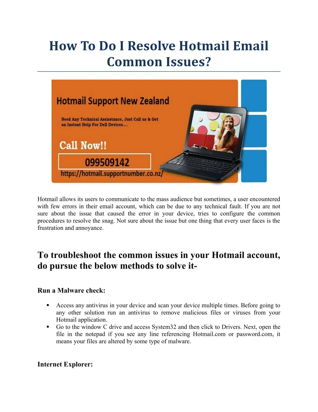 how to do i resolve hotmail email common issues