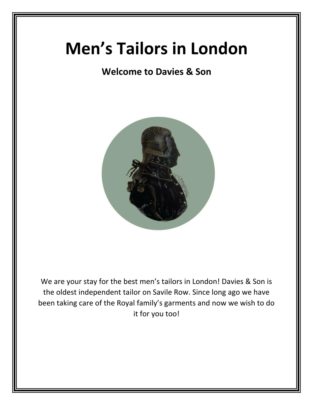 men s tailors in london