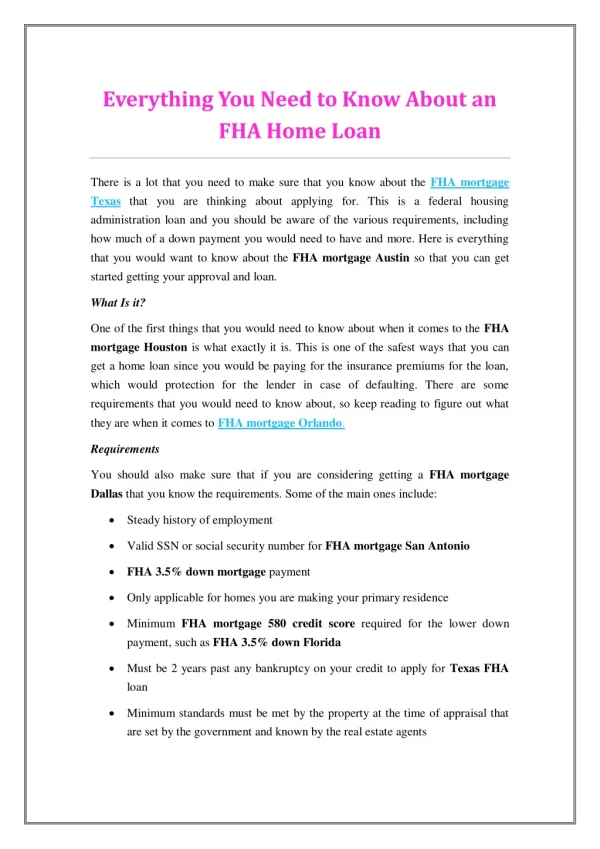 Everything You Need to Know About an FHA Home Loan