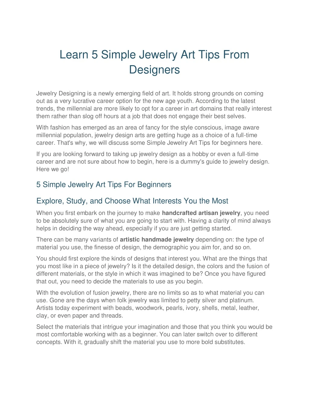 learn 5 simple jewelry art tips from designers