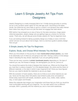Learn 5 Simple Jewelry Art Tips From Designers - slide 1