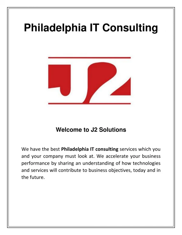 Philadelphia IT Consulting | J2 Solutions