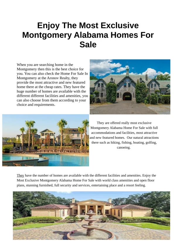 Enjoy The Most Exclusive Montgomery Alabama Homes For Sale