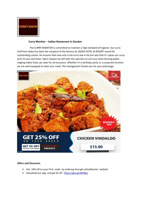 25% Off -Curry Monitor-Gordon - Order Food Online