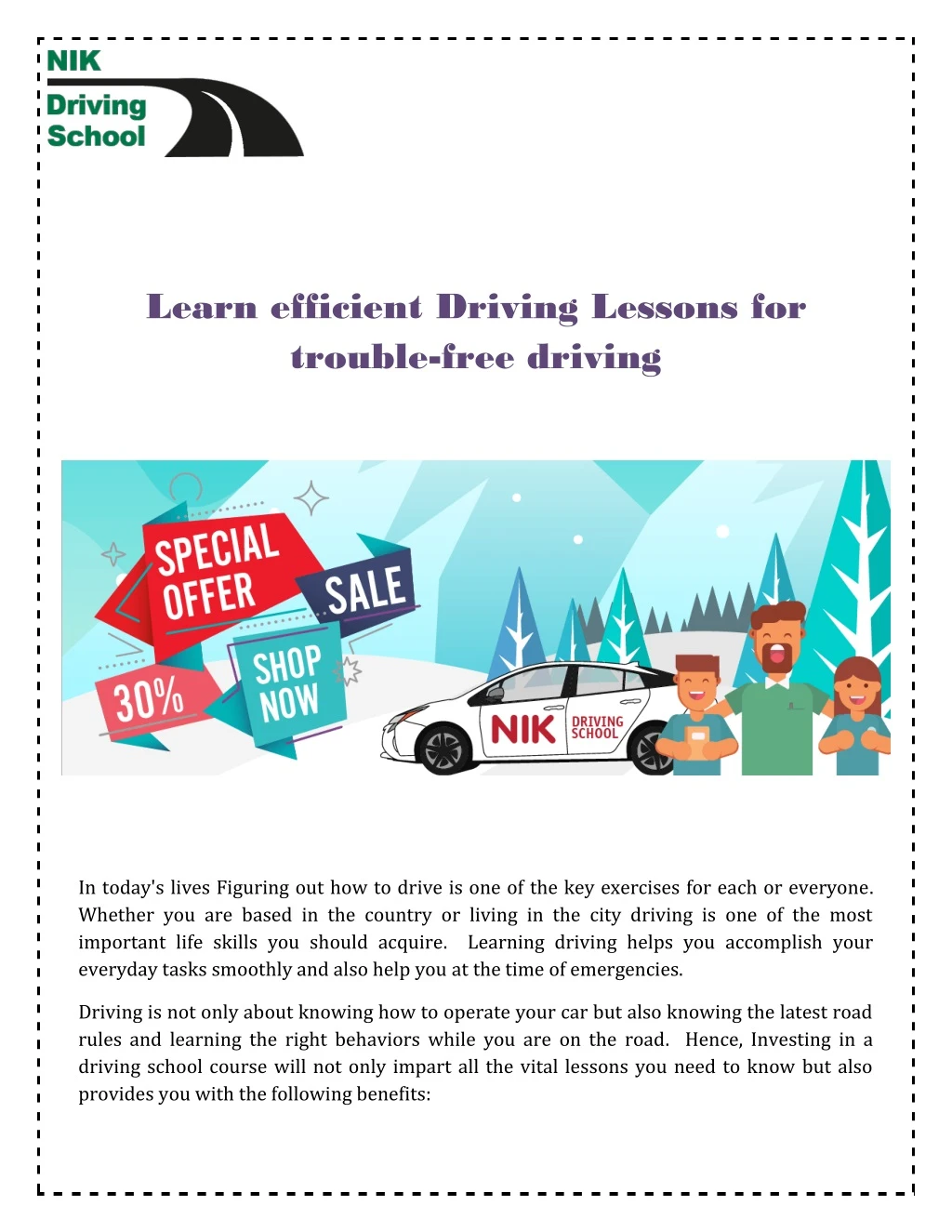 learn efficient driving lessons for trouble free