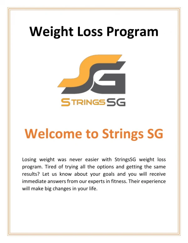 Weight Loss Program | Strings SG