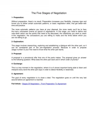 The Five Stages of Negotiation - slide 1