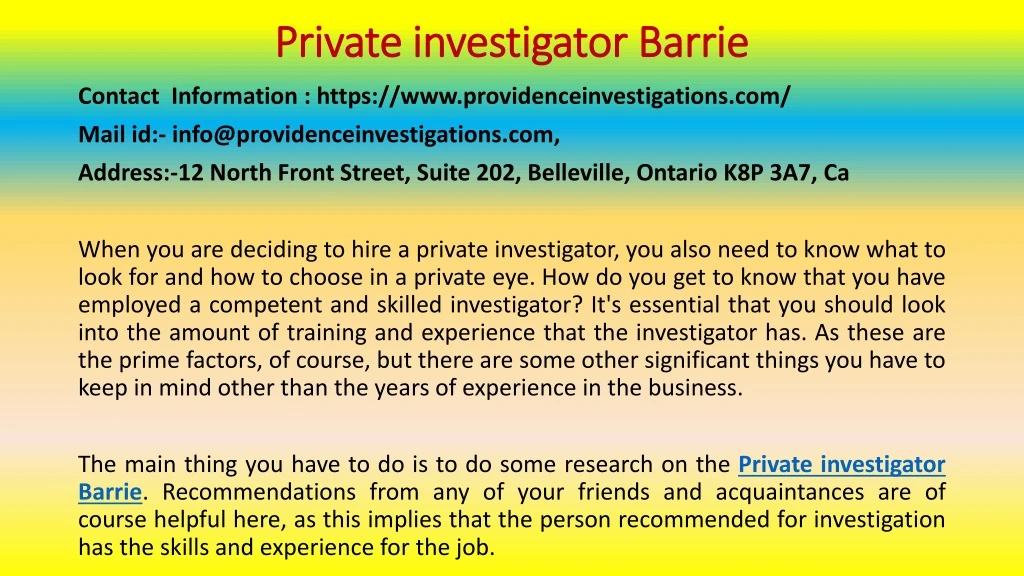 private investigator barrie