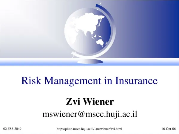 Risk Management in Insurance