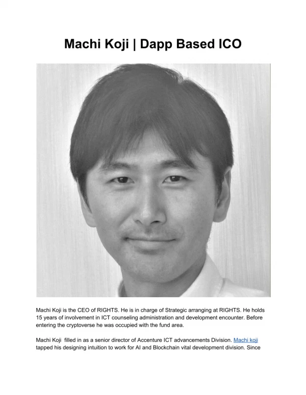 Machi Koji | CEO | Dapp Based ICO