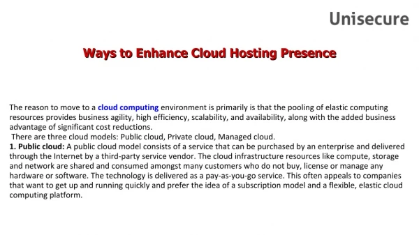 Ways to Enhance Cloud Hosting Presence