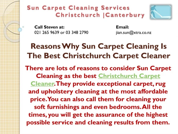 Reasons Why Sun Carpet Cleaning Is The Best Christchurch Carpet Cleaner