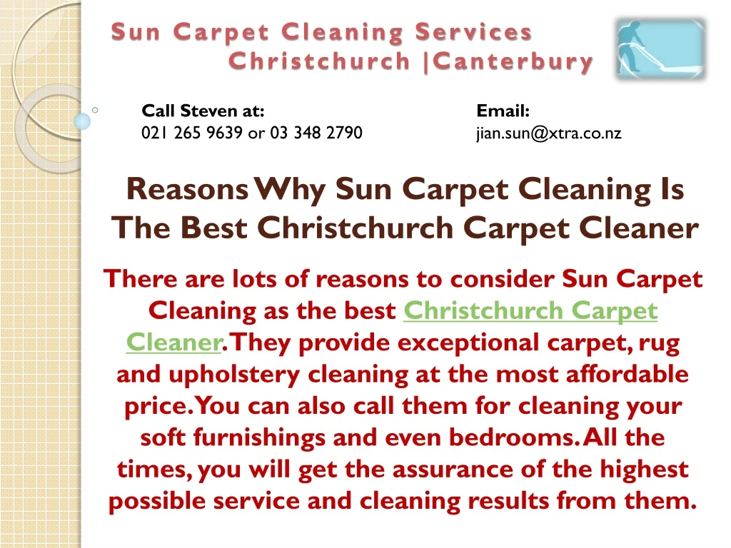 reasons why sun carpet cleaning is the best christchurch carpet cleaner