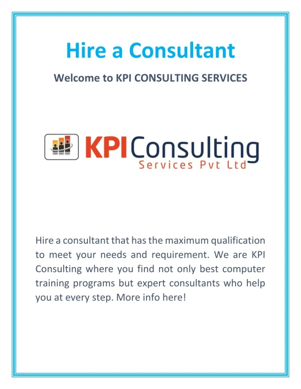 Hire a Consultant | consultkpi