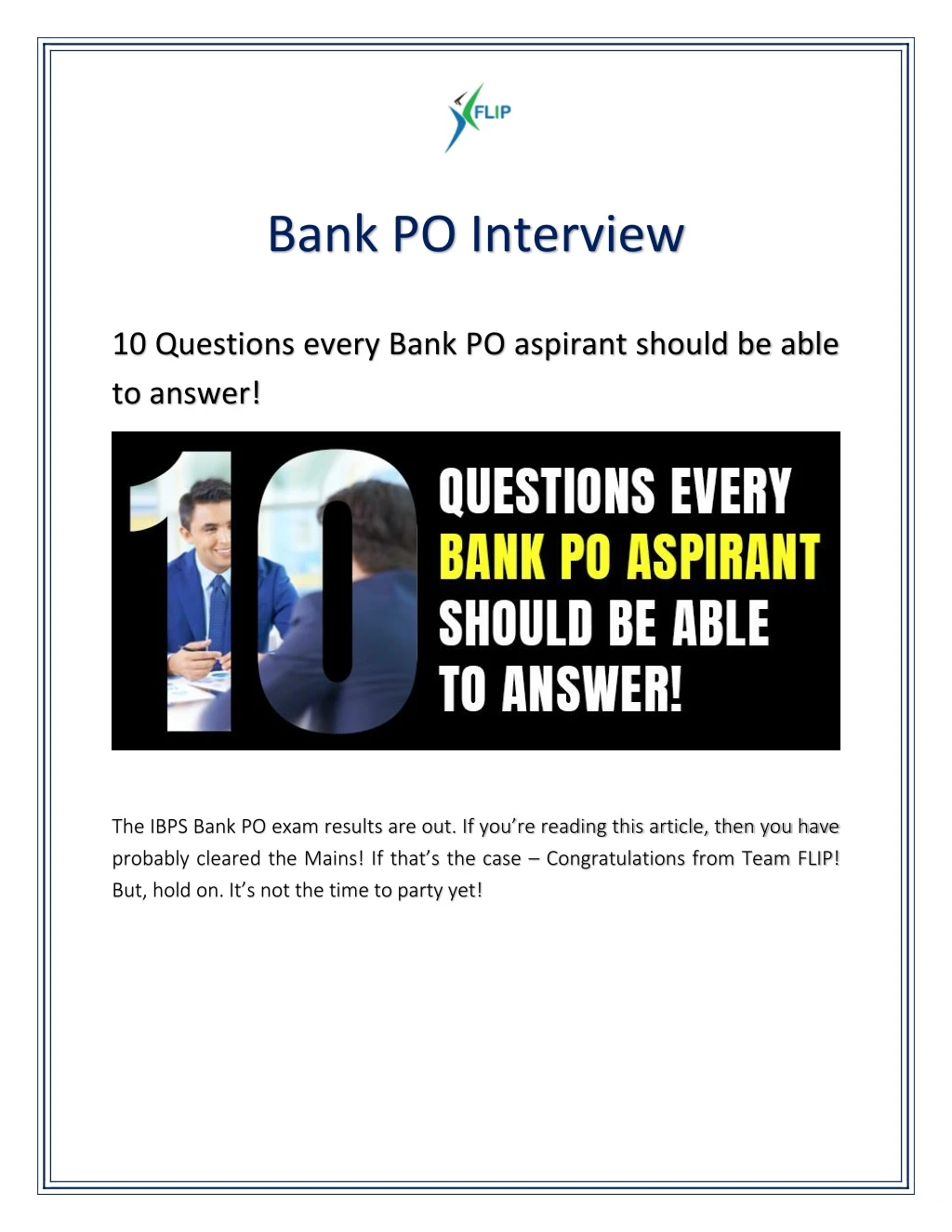 bank po interview