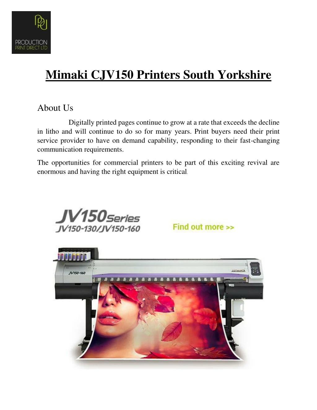 mimaki cjv150 printers south yorkshire