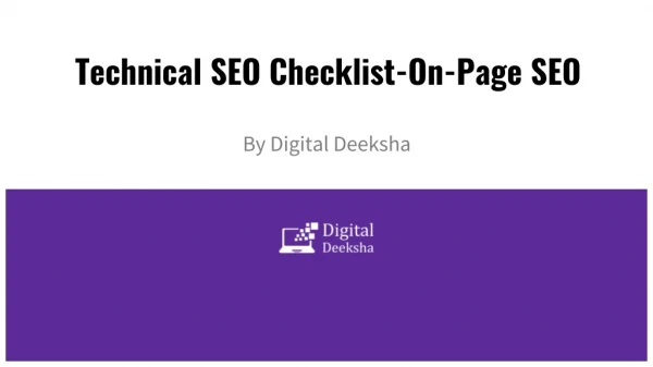 Technical seo checklist on-page seo