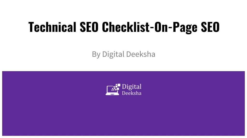 technical seo checklist on page seo