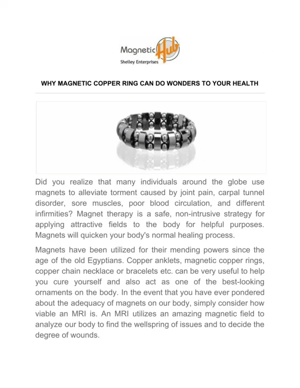 WHY MAGNETIC COPPER RING CAN DO WONDERS TO YOUR HEALTH