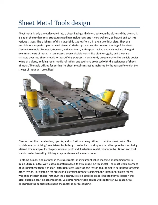 Sheet Metal Tools design