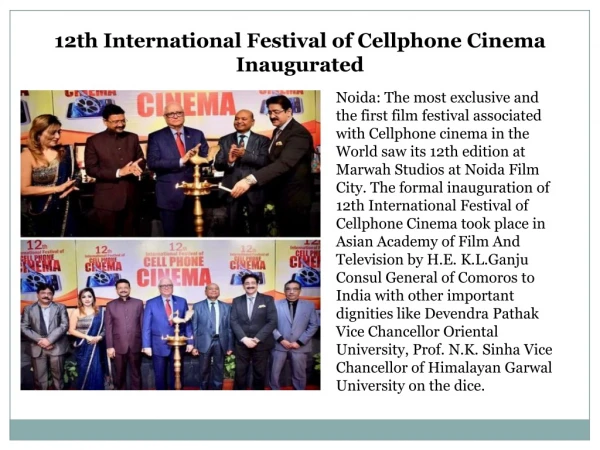 12th International Festival of Cellphone Cinema Inaugurated