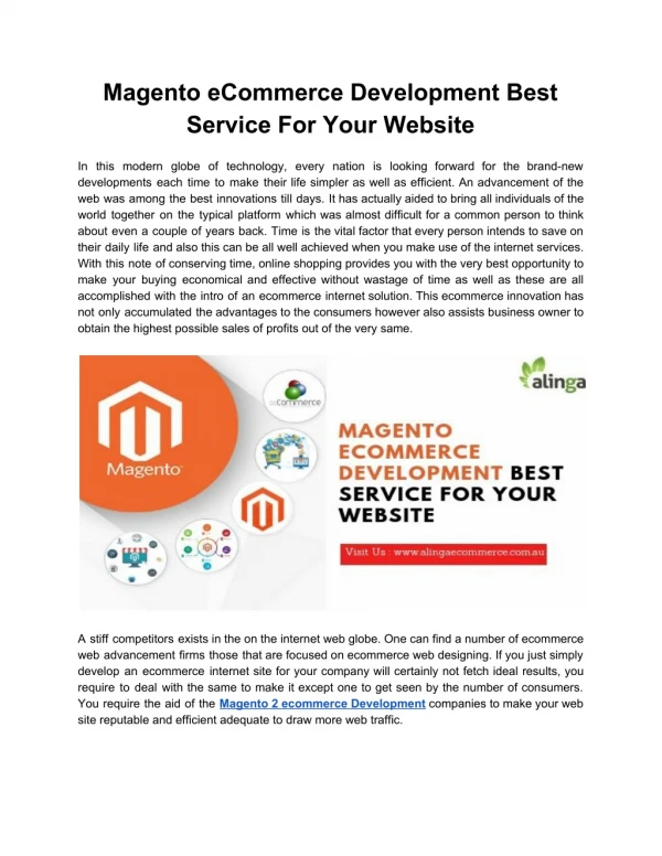 Magento eCommerce Development Best Service For Your Website