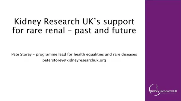 Kidney Research UK’s support for rare renal – past and future