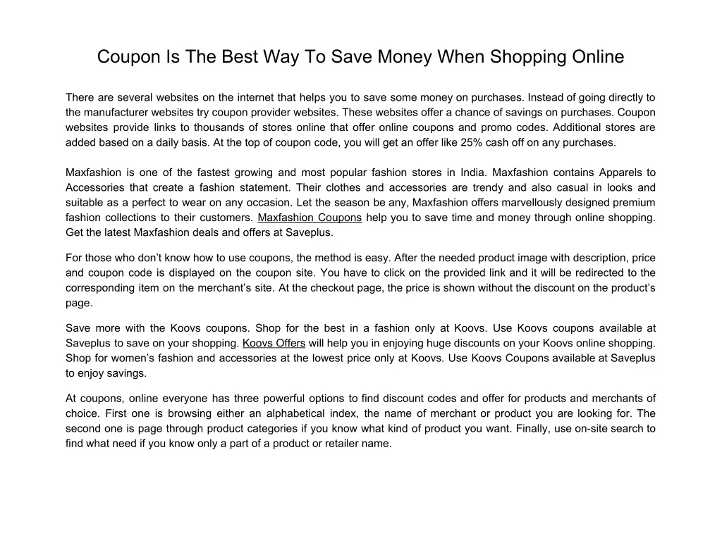 coupon is the best way to save money when