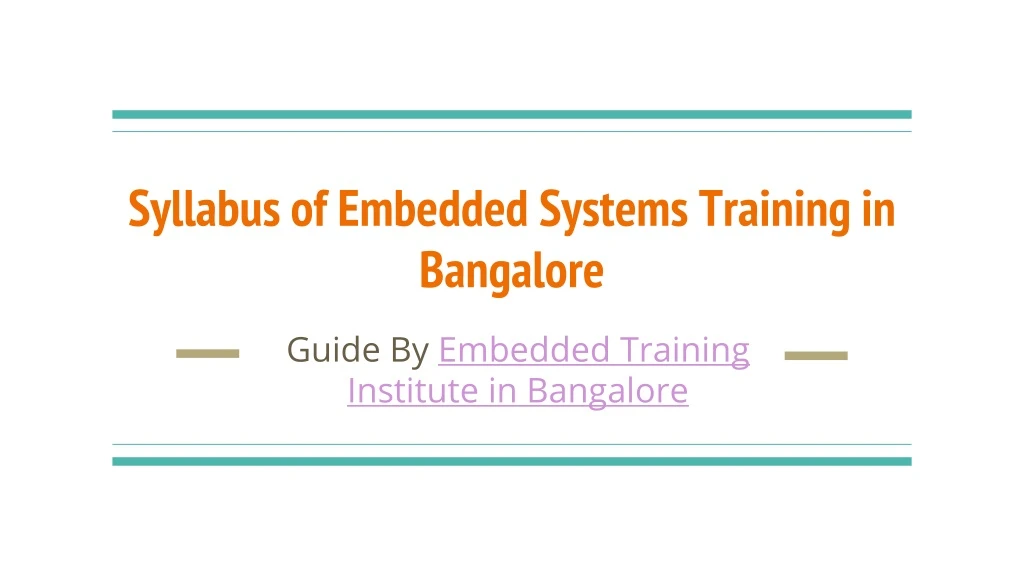 syllabus of embedded systems training in bangalore