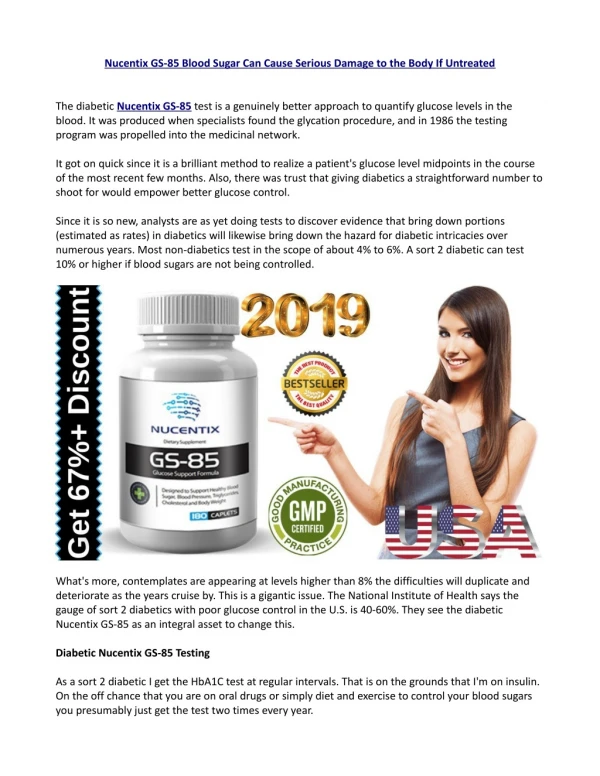 How To Take Nucentix GS-85 Supplement?