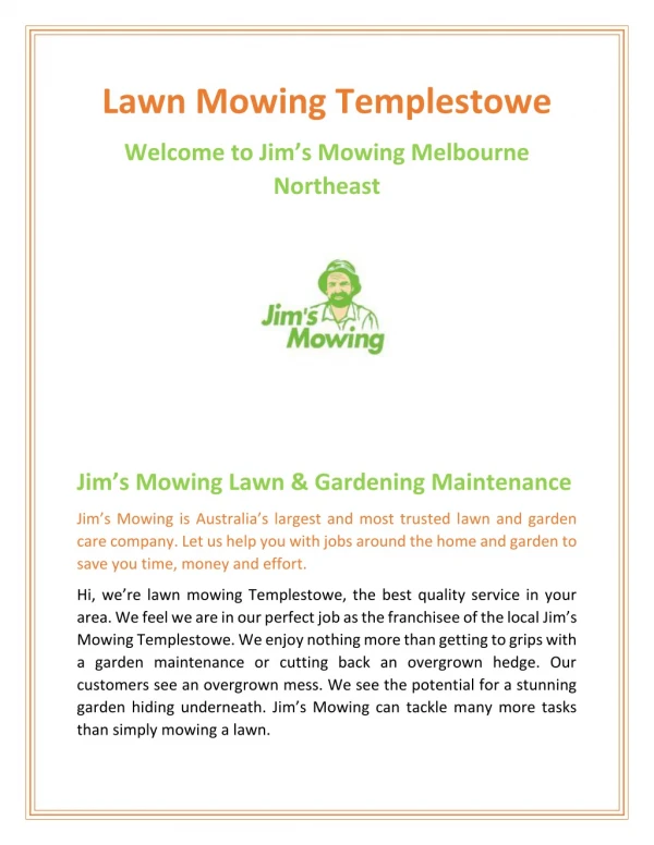 Lawn Mowing Templestowe | Jimsmowingmelbournenortheast