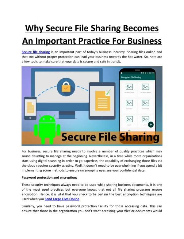 Secure File Sharing Becomes An Important Practice For Business