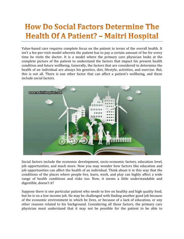 How Do Social Factors Determine The Health Of A Patient? – Maitri Hospital