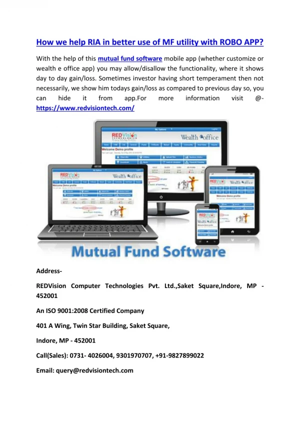 How we help RIA in better use of MF utility with ROBO APP?